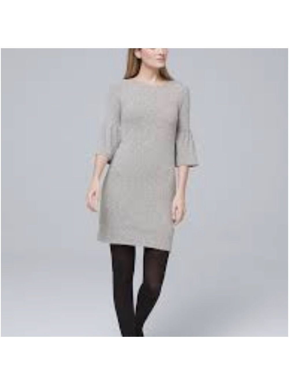 WHITE house black market grey bell sleeve soft pullover dress xs